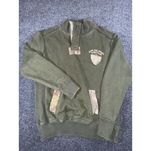 Bass Pro Shops Premium Outdoors Pullover Green Camo Trim Men's Medium Sweater